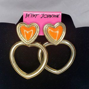Vintage Betsey Johnson Status Collection Heart CLIP-ON Earrings